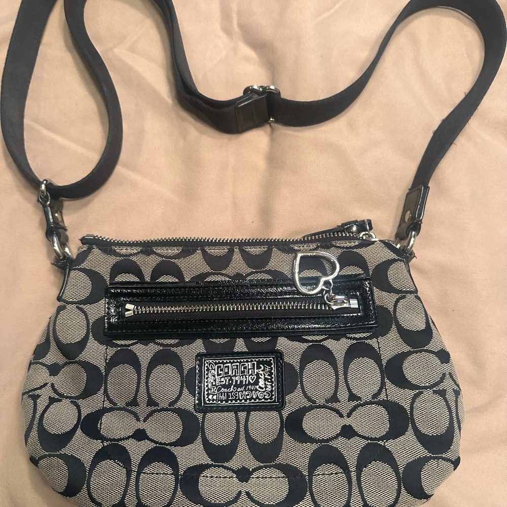 Coach Black and Gray Patterned Crossbody Bag